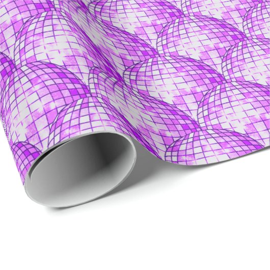 Lila Diskothek-Ball Geschenkpapier (Rolleneckpunkt)