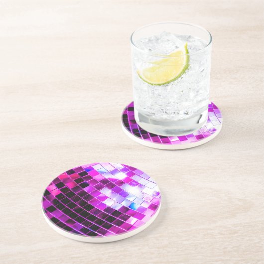 Lila Diskothek-Ball Getränkeuntersetzer (Seite)