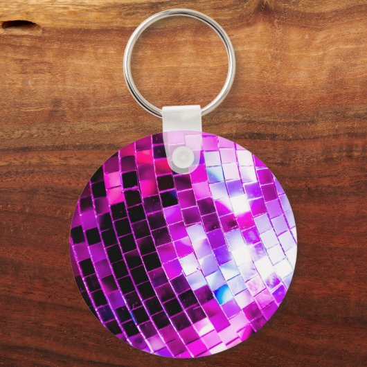 Lila Diskothek-Ball Schlüsselanhänger (Vorderseite)