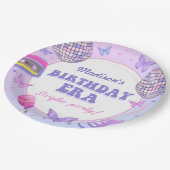 Lila Diskothek in meiner Geburtstagszeit Pappteller (Schrägansicht)