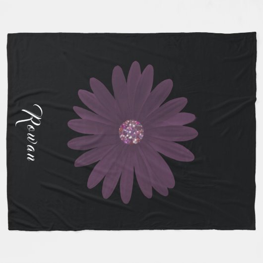 Lila Dission mit Glitzer auf schwarz Fleecedecke (Vorderseite (Horizontal))