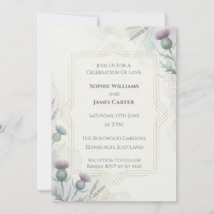 Lila Distel Botanische Hochzeitseinladung Einladung