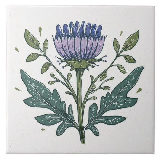 Lila Distel Fliese (Vorderseite)