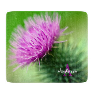 Lila Distel Glas Schneidbrett Schneidebrett