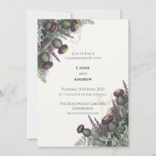 Lila Distel Heather Hochzeitseinladung Einladung