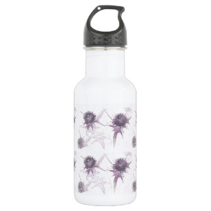 Lila Distel-Naturdesign Edelstahlflasche