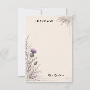 Lila Distel-Tartan Botanische Hochzeit Danke