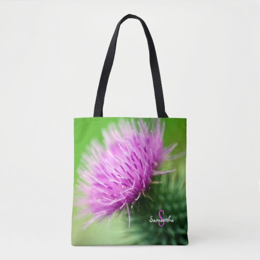 Lila Distel-Tragetasche Tasche (Vorderseite)
