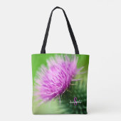 Lila Distel-Tragetasche Tasche (Rückseite)