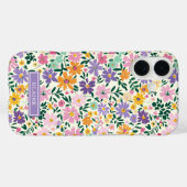 Lila Ditsy Blumen Monogramm Case-Mate iPhone Hülle (Rückseite (Horizontal))
