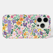 Lila Ditsy Blumen Monogramm Case-Mate iPhone Hülle (Rückseite (Horizontal))