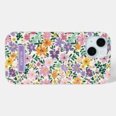 Lila Ditsy Blumen Monogramm Case-Mate iPhone Hülle (Rückseite (Horizontal))