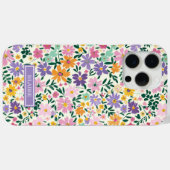 Lila Ditsy Blumen Monogramm Case-Mate iPhone Hülle (Rückseite (Horizontal))