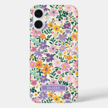 Lila Ditsy Blumen Monogramm
