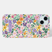 Lila Ditsy Blumen Monogramm Case-Mate iPhone Hülle (Rückseite (Horizontal))