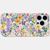 Lila Ditsy Blumen Monogramm Case-Mate iPhone Hülle (Rückseite (Horizontal))