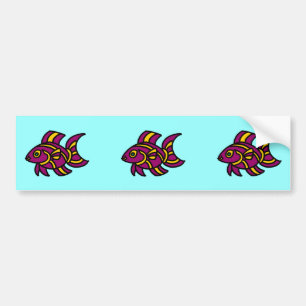 Lila Ditzyfish mit gelben Streifen Autoaufkleber