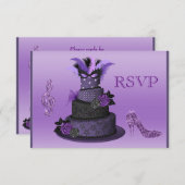 Lila Diva Cake, Sparkle High Heels UAWG RSVP Karte (Vorne/Hinten)