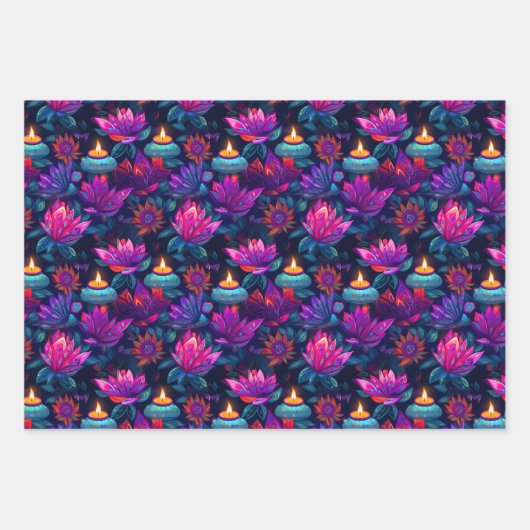 Lila Diwali Geschenkpapier Set (Vorderseite 3)