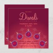 Lila Diyas auf Rangoli Einladung (Vorne/Hinten)