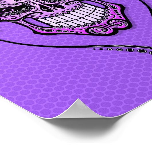 Lila DJ Sugar Skull Poster (Ecke)