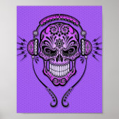 Lila DJ Sugar Skull Poster (Vorne)