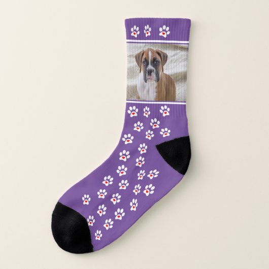 Lila Dog Foto Socken - Individuelle Dockingsocken (Links - Außen)