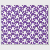 Lila Dog Paw Print Individuelle Name Geschenkpapier (Flach)
