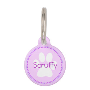 Lila Dogenname und Adresse Paw Print Dog Tag Haustiermarke