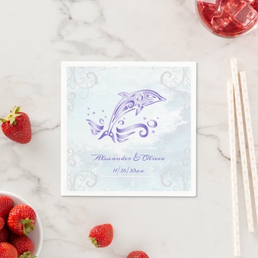 Lila Dolphin Brautparty Napkin Serviette (Beispiel)
