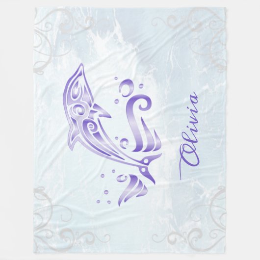 Lila Dolphin Personalisiert Fleece Blanket (Vorderseite)