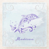 Lila Dolphin Personalisiert Glass Untersetzer (Vorderseite)