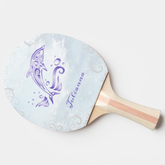Lila Dolphin Personalisiert Ping Pong Paddle Tischtennis Schläger (Seitenansicht)