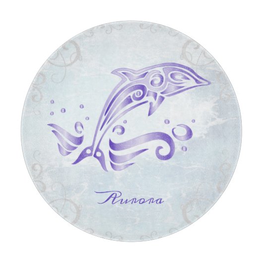 Lila Dolphin-Personalisiert-Schneidebrett Schneidebrett (Vorderseite)