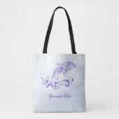 Lila Dolphin Personalisiert Tote Bag Tasche (Vorderseite)