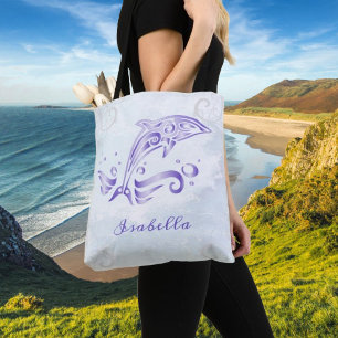 Lila Dolphin Personalisiert Tote Bag Tasche