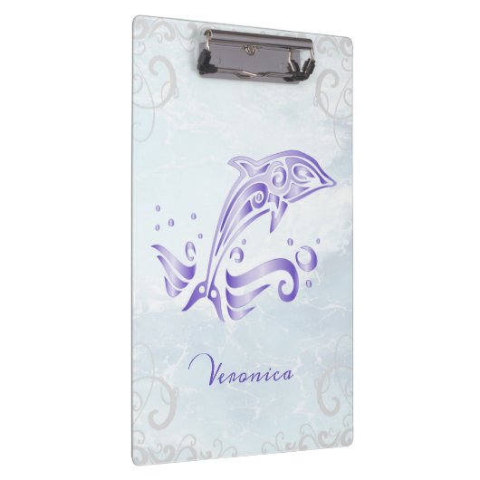 Lila Dolphin Personalisierte Zwischenablage Klemmbrett (Rechts)