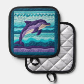 Lila Dolphin Quilt Topflappen (Vorderseite/Rückseite)