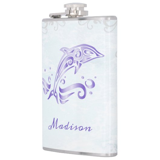 Lila Dolphin Vinyl-Wrapped Flask Flachmann (Links)