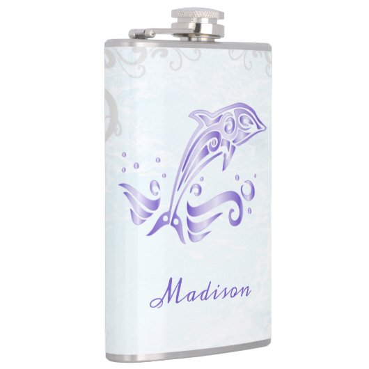 Lila Dolphin Vinyl-Wrapped Flask Flachmann (Rechts)