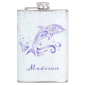 Lila Dolphin Vinyl-Wrapped Flask Flachmann (Vorderseite)