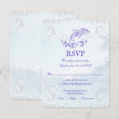 Lila Dolphin Wedding RSVP Card Karte (Vorne/Hinten)