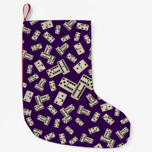 Lila Dominomuster des Spaßes Kleiner Weihnachtsstrumpf