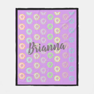 Lila Donut-Individuelle Name-Mittlere Fleece-Decke Fleecedecke