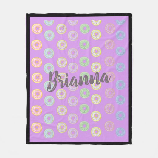 Lila Donut-Individuelle Name-Mittlere Fleece-Decke Fleecedecke (Vorderseite)
