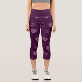 Lila Doodle Hearts Leggings (Vorderseite)