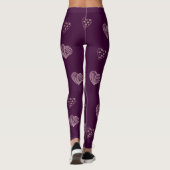 Lila Doodle Hearts Leggings (Rückseite)