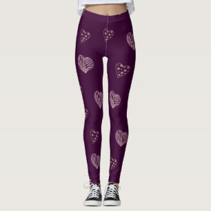 Lila Doodle Hearts Leggings