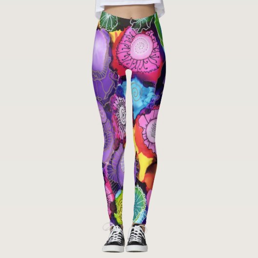 Lila Doodle-Leggings Leggings (Vorderseite)