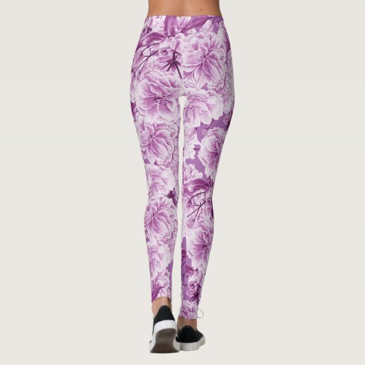 Lila Doppelblüte Blume Leggings (Rückseite)